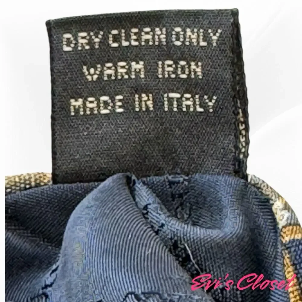 Ermenegildo Zegna Blue Gold Tie 100% Silk Disegno Exclusivo Made In Italy